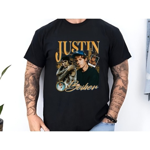 Justin Beiber Graphic Tee, Justin Beiber Retro 90's Graphics Unisex T-shirt - Picture 1 of 4